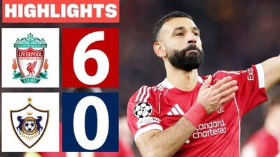 ویدیو| خلاصه بازی لیورپول ۶ - قره باغ ۰/ سه گل در ۱۱ دقیقه - پارس فوتبال