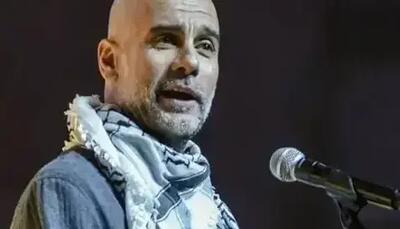 سخنرانی گواردیولا با چفیه در حمایت از فلسطین