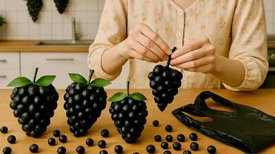  کیسه های پلاستیکی را به انگورهای واقعی تبدیل کنید / طرز ساخت دکوراسیون آسان منزل با دست!
