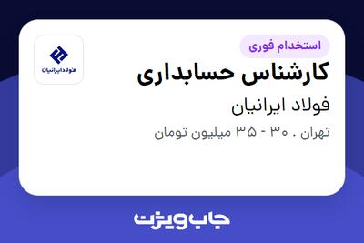  استخدام کارشناس حسابداری در فولاد ایرانیان