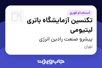  استخدام تکنسین آزمایشگاه باتری لیتیومی - آقا در پیشرو صنعت رادین انرژی