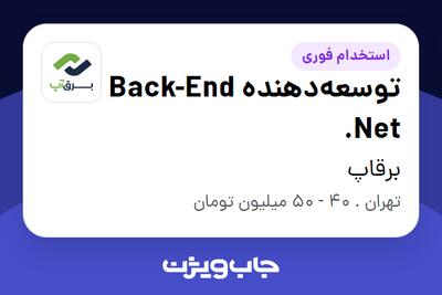  استخدام توسعه‌دهنده Back-End .Net در برقاپ