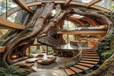  معماری خلاقانه؛ تو تنه درخت یه خونه دوبلکس ساختن خشکت میزنه از دیدنش