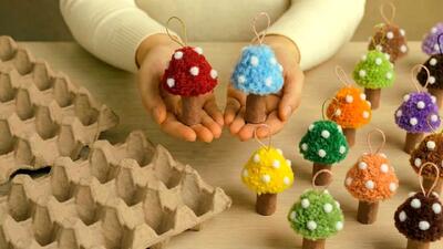  آموزش گام به گام: ساخت آویز قارچی با وسایل دورریختنی برای دکور اتاق
