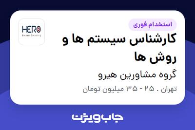  استخدام کارشناس سیستم ها و روش ها در گروه مشاورین هیرو