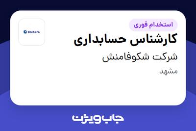  استخدام کارشناس حسابداری - آقا در شرکت شکوفامنش