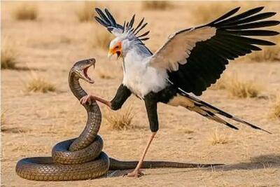  مستند حیات وحش؛ پیتون خواست پرنده شکارچی ببلعه حلقش جر وا جر شد