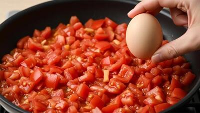  طرز تهیه یک صبحانه فوری با تخم مرغ ، گوجه و پنیر