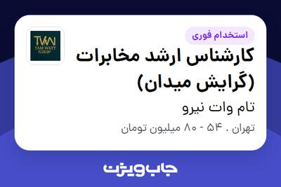  استخدام کارشناس ارشد مخابرات (گرایش میدان) در تام وات نیرو