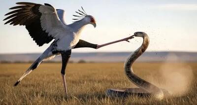 بر مدار وحش؛ مار ندانست پرنده کاراته کاره دخلش آمد