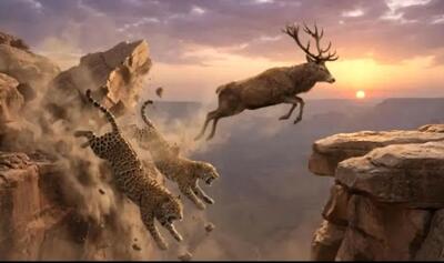 مستند حیات وحش؛ گوزن به پشت گرمی جاذبه چهار نعل پلنگارو برد به سرنگونی