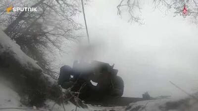  هویتزر D-30 روسیه، استحکامات و نیروی انسانی اوکراین را در منطقه زاپوروژیه نابود کرد.