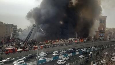  آتش سوزی  در بازار جنت آباد غرب تهران