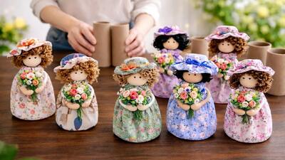  ساخت عروسک پارچه ای در یک شب با رول دستمال توالت