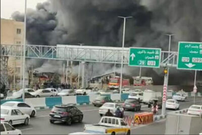 آتش‌سوزی گسترده در بازارچه جنت آباد/علت حادثه آتش سوزی بازارچه جنت در دست بررسی است + فیلم