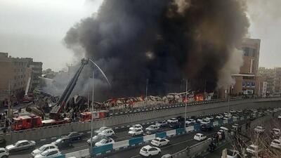 فیلم آتش سوزی آخرالزمانی در تهران  از نمای بالا / علت دود سیاه آسمان جنت آباد