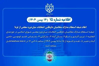  اعلام نتیجه استعلام مدارک متقاضیان داوطلبی انتخابات مجلس از فردا