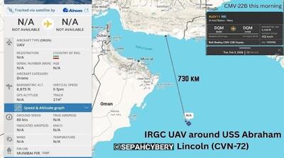 ادعای آمریکا: پهپاد ایران را نزدیک آبراهام لینکلن با اف 35 زدیم + زیرنویس