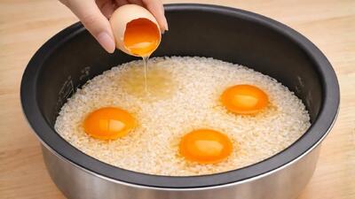  دیگه برنج را نخیسانید / دستور خیساندن و پختن برنج خام با تخم مرغ