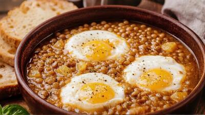 اموزش خوراک عدسی با تخم مرغ | سیرکننده و اقتصادی