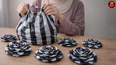 گل های زیبای ساخته شده از کیسه پلاستیکی