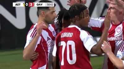 گل سوم المپیاکوس به آستراس تریپولیس (پاس گل مهدی طارمی)