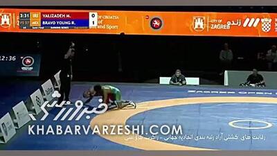 ویدیو| شکست ۱۰ بر صفر والی زاده مقابل کشتی گیر مکزیکی!