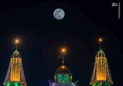  عکس/ ماه کامل شعبان بر فراز حرم قمر بنی هاشم
