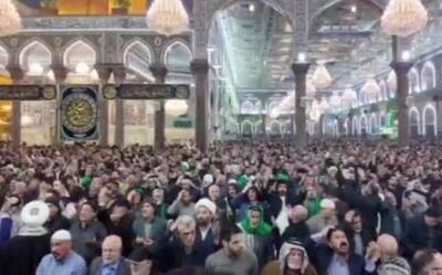  فیلم/ هم‌نوایی  اللهم عجل لولیک الفرج  زائران حسینی در روز نیمه شعبان