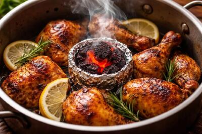 تهیه مرغ دودی بدون نیاز به منقل؛ روشی ساده و سالم برای آشپزی خانگی