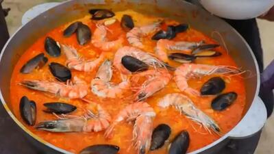  غذای روستایی در آذربایجان با میگوی ببری و صدف