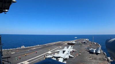  تصاویر تازه از تحرکات روی ناو آبراهام لینکلن؛ در آرایش جنگی نیست