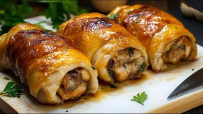  طرز پخت غذای ایتالیایی با ران مرغ و قارچ