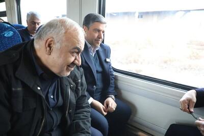  نخستین سفر آزمایشی قطار در مسیر میانه–اردبیل با حضور استاندار و معاونان وزیر راه و شهرسازی