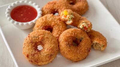  طرز تهیه دونات مرغ و سیب زمینی پنیری و تُرد | درست کن و فریز کن