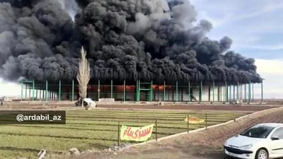  ببینید | آتش سوزی در سردخانه در حال احداث جاده اردبیل مغان