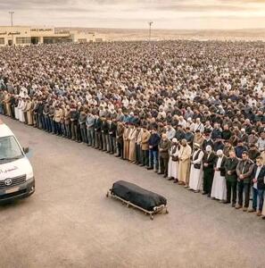  قاب توجه‌برانگیز از جمعیت حاضر در تشییع پسر قذافی