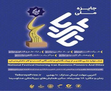  «جایزه ملی تا ثریا» از پیشگامان اقتصاد دانش‌بنیان تقدیر می‌کند