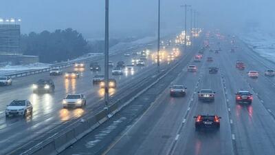  بارش باران و برف در محور‌های مواصلاتی استان قزوین 