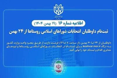  ثبت‌نام داوطلبان انتخابات شورا‌های اسلامی روستا‌ها از ۲۴ بهمن
