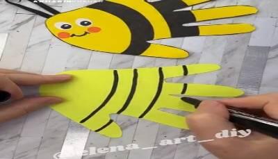  کاردستی زنبوری بامزه با ردِ کف دست
