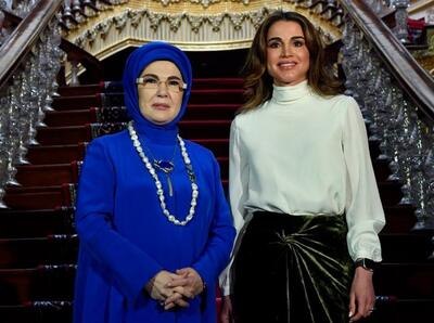  استقبال همسر اردوغان از ملکه اردن (عکس)