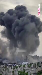  لحظه اصابت موشک اسرائیلی به غزه