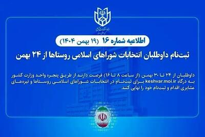  جزئیات ثبت‌نام داوطلبان انتخابات شوراهای اسلامی روستاها از ۲۴ بهمن
