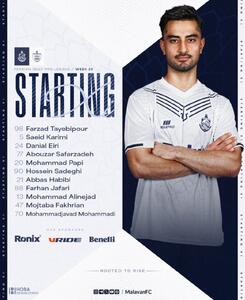  ترکیب تیم‌های ملوان و پرسپولیس