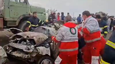  تصاویر تصادف زنجیره‌ای مرگبار محور دیواندره - سقز