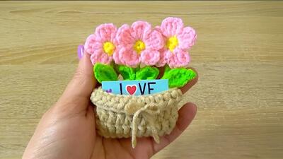  آموزش آسان سبد گل قلاب بافیِ مگنتی برای یخچال