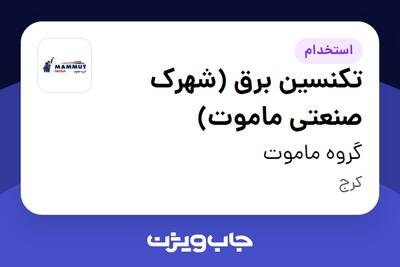  استخدام تکنسین برق (شهرک صنعتی ماموت) - آقا در گروه ماموت
