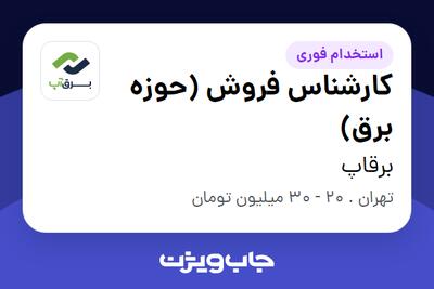  استخدام کارشناس فروش (حوزه برق) در برقاپ