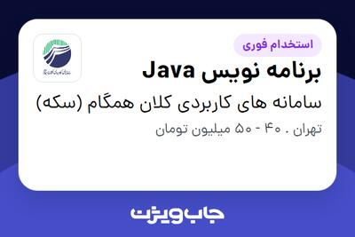  استخدام برنامه نویس Java در سامانه های کاربردی کلان همگام (سکه)